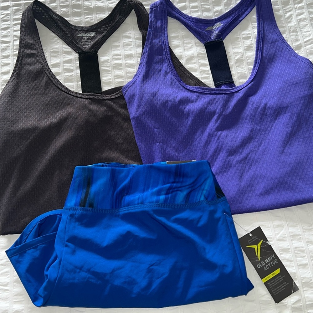 AVIA workout tanks bonus old navy shorts